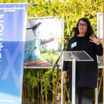 Foundation Trustee Abby Feinman at the podium