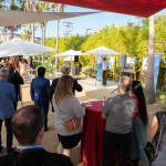 Crowd listening to program