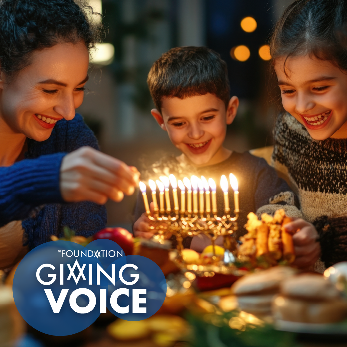 Family celebrating Hanukah